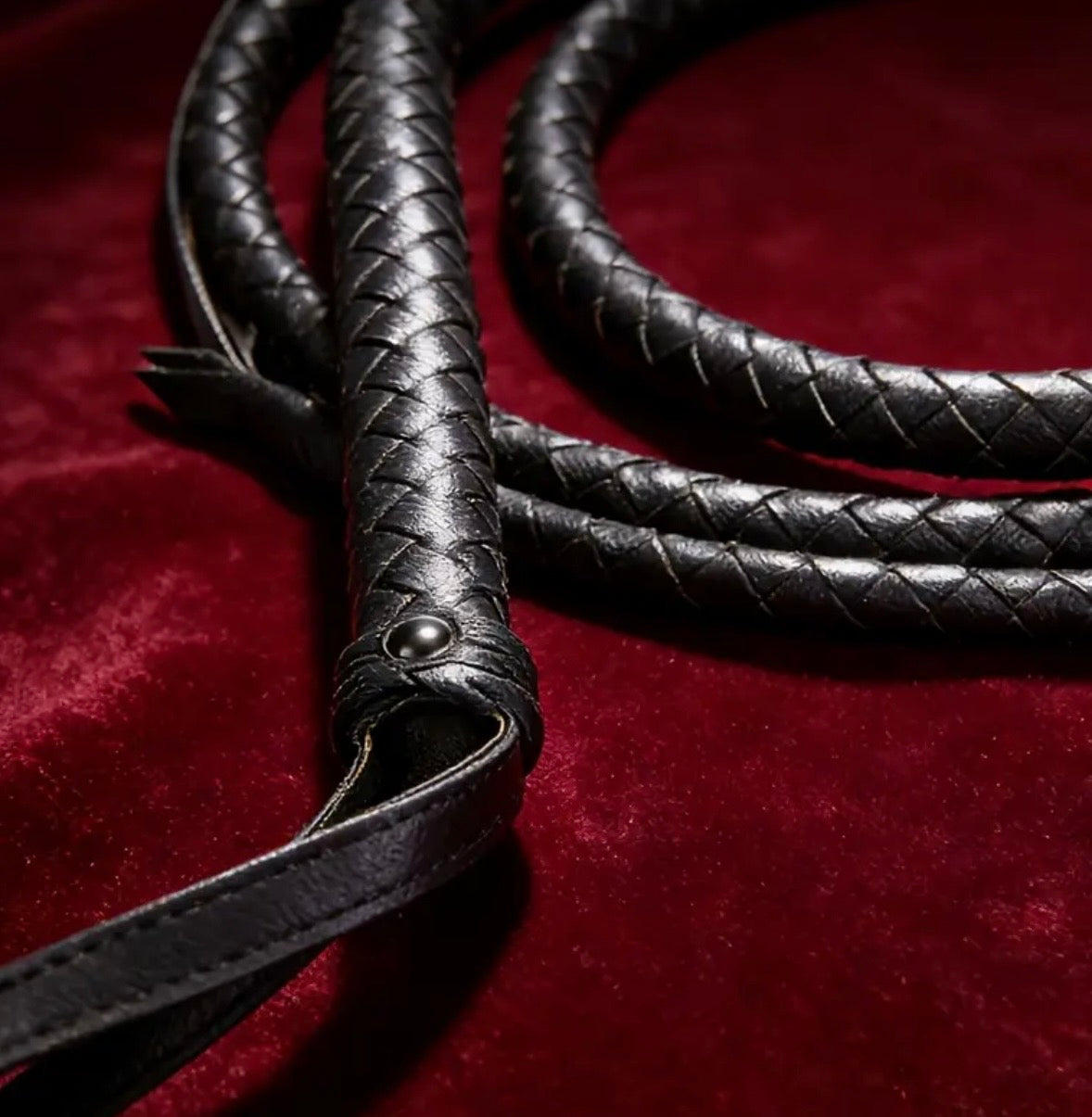 Látigo Trenzado BDSM Largo – Cuero Vegano Negro Estilo Serpiente