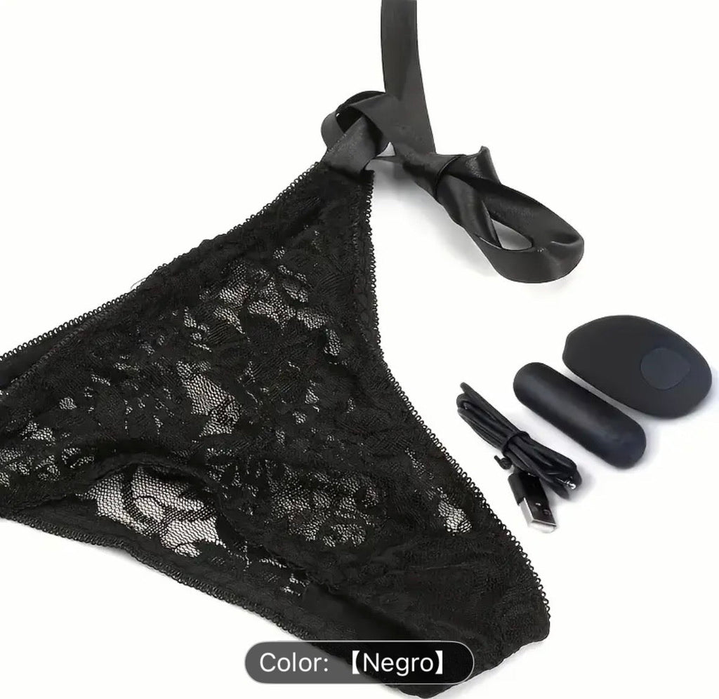 Tanga Encaje con Bala Vibradora Inalámbrica – 10 Modos Control Remoto