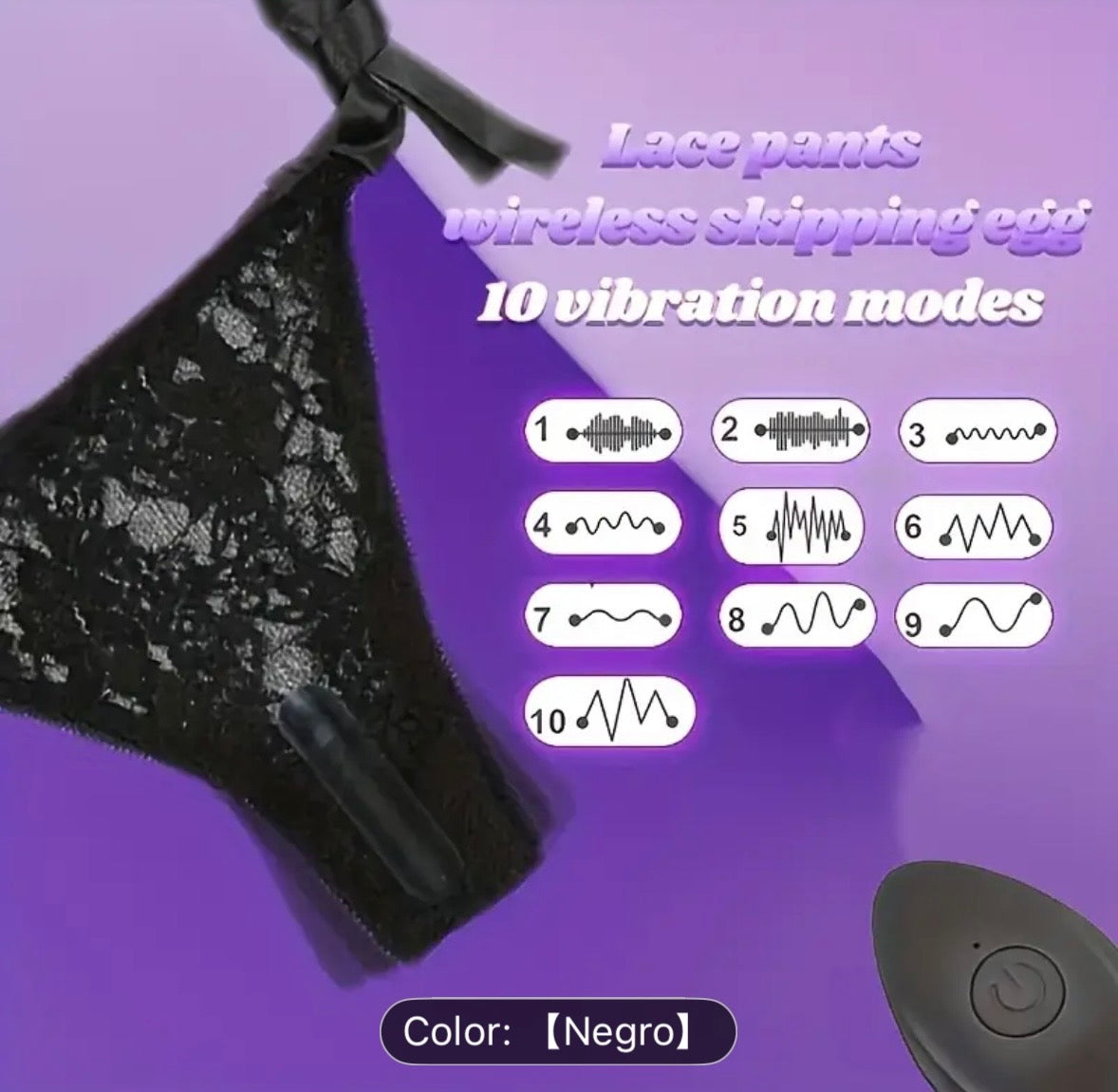 Tanga Encaje con Bala Vibradora Inalámbrica – 10 Modos Control Remoto