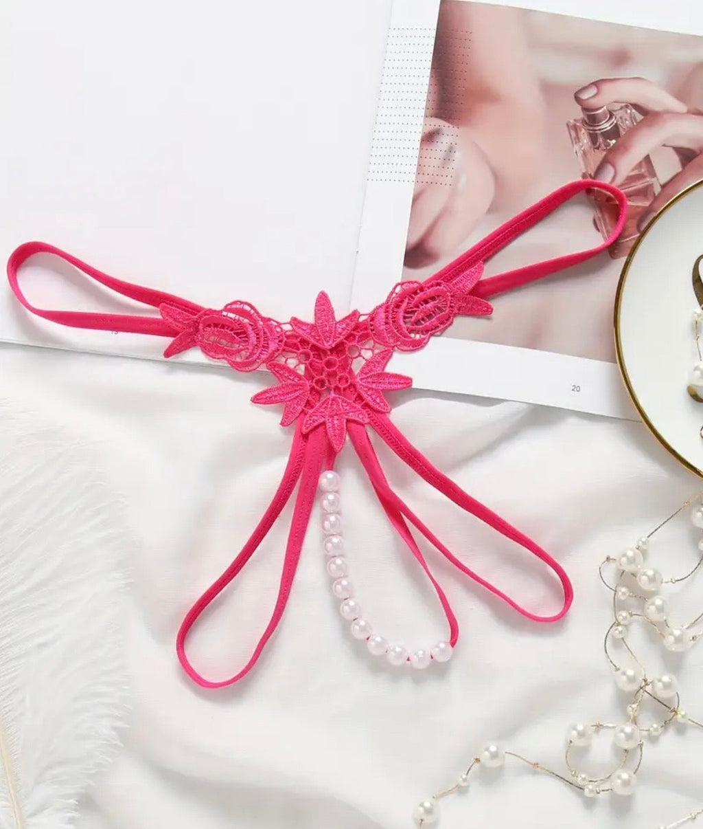 G-String Floral con Perlas – 3 Colores (precio unitario)