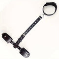 Set BDSM Cuero Negro – Collar + Esposas + Correas Restricción Ajustables