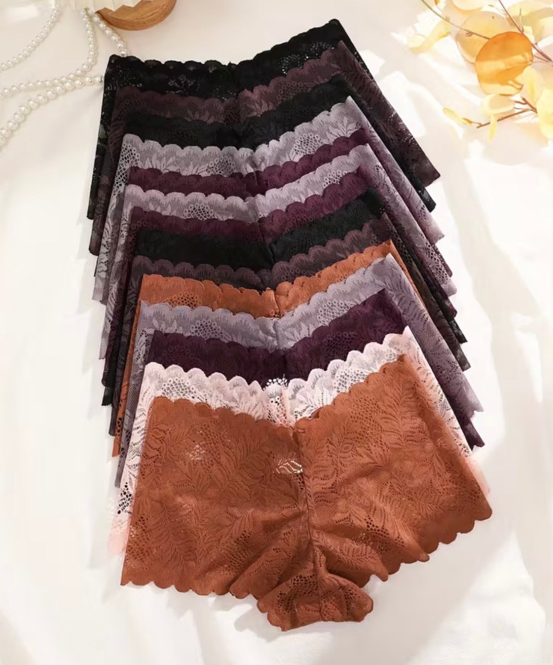 Boyshort de Encaje Floral – Colores Otoño