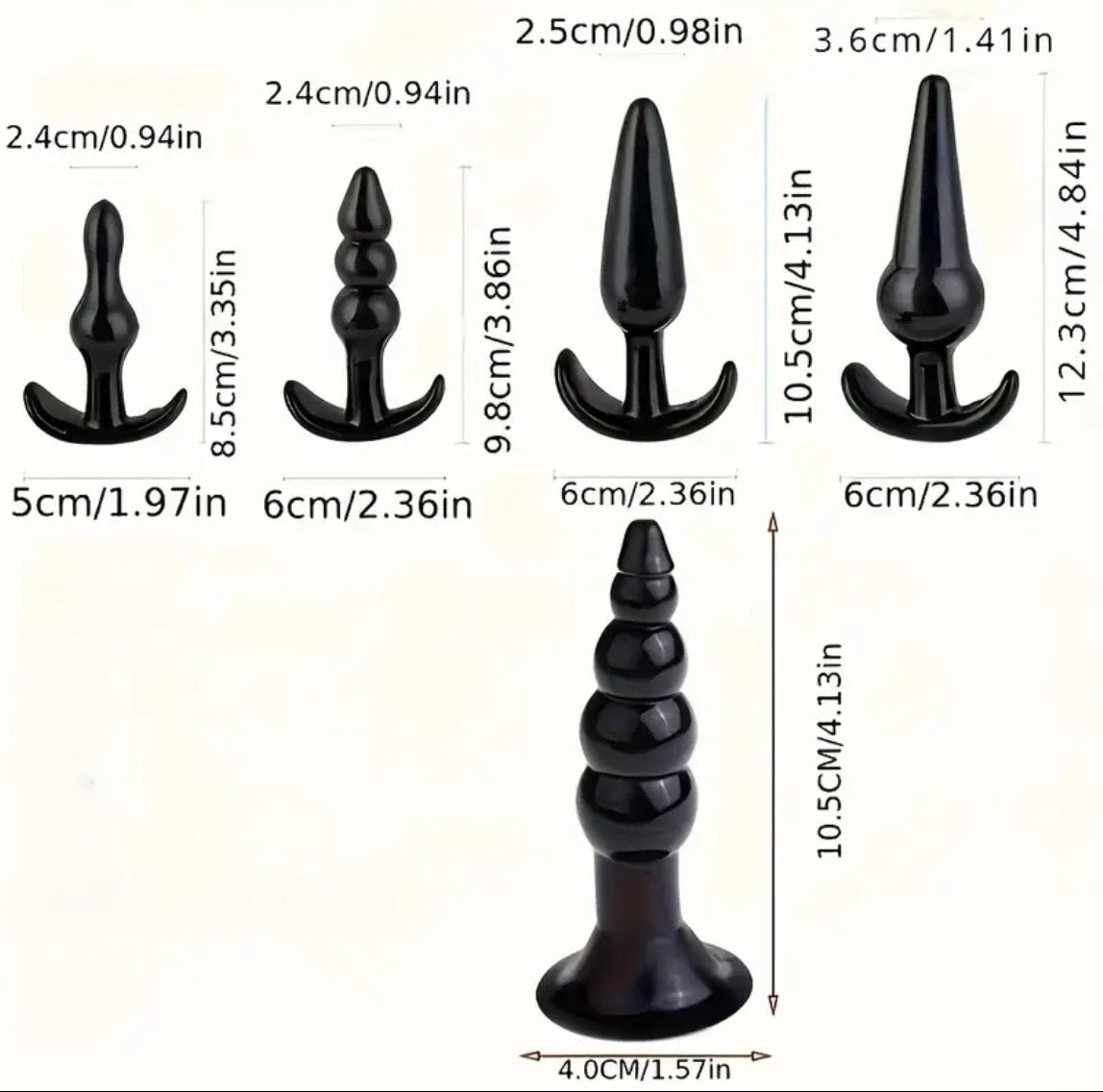 Kit Anal Completo 9 Piezas – Plugs, Rosario, Dildo y Anillo