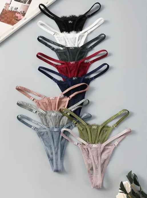 G-String Encaje con Lazo – 9 Colores (precio unitario)