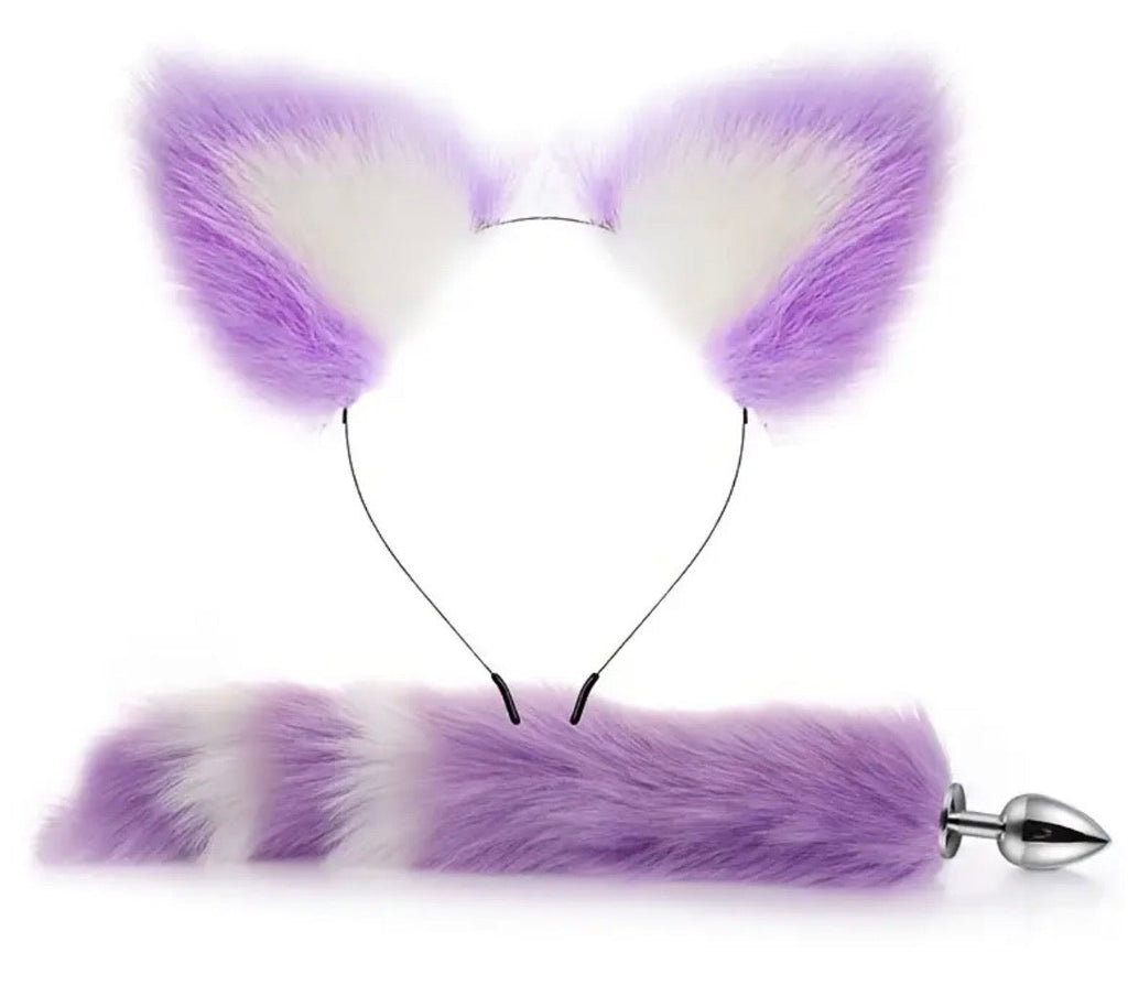 Set Orejas + Cola Anal Plug – Roleplay Fox & Cat 3 Colores