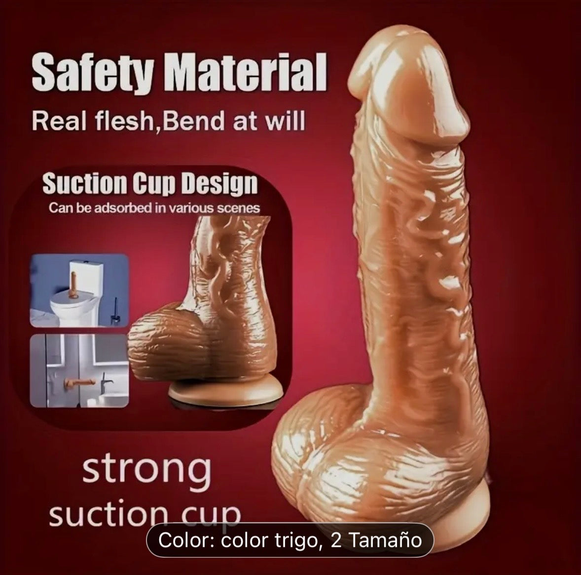 Dildo Realista con Ventosa Manos Libres – 3 Tallas Color Trigo