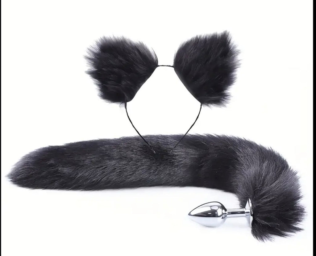 Set Orejas + Cola Anal Plug – Roleplay Fox & Cat 3 Colores
