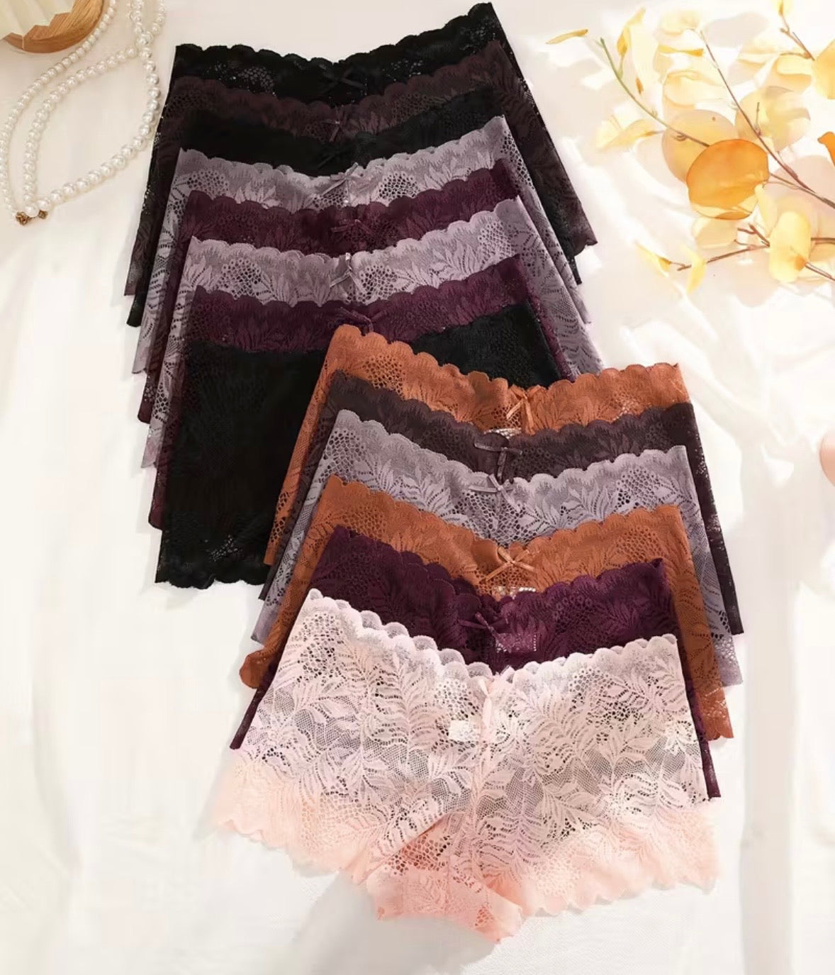Boyshort de Encaje Floral – Colores Otoño