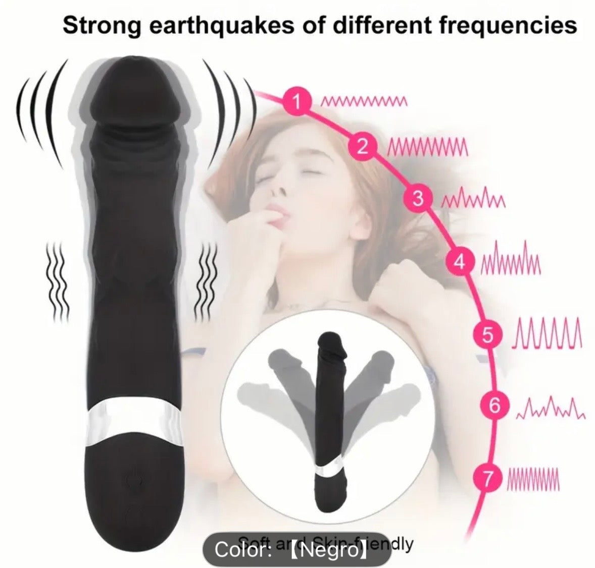 Vibrador Realista Negro – 7 Frecuencias Potentes