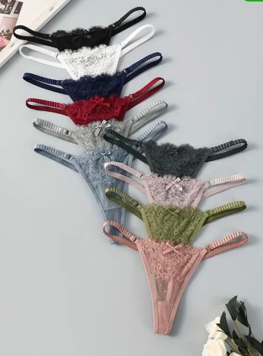 G-String Encaje con Lazo – 9 Colores (precio unitario)