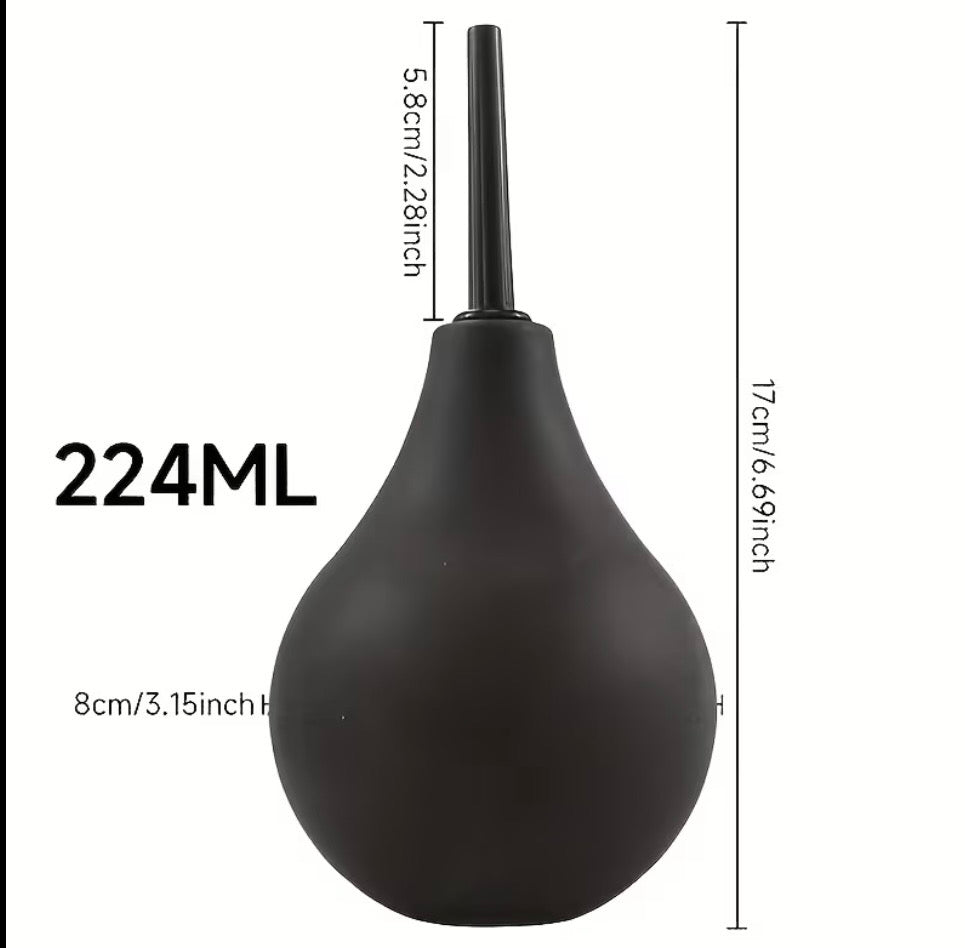 Ducha Anal Enema Bulb 224ml – Silicona Negra Boquilla Desmontable Higiene Íntima