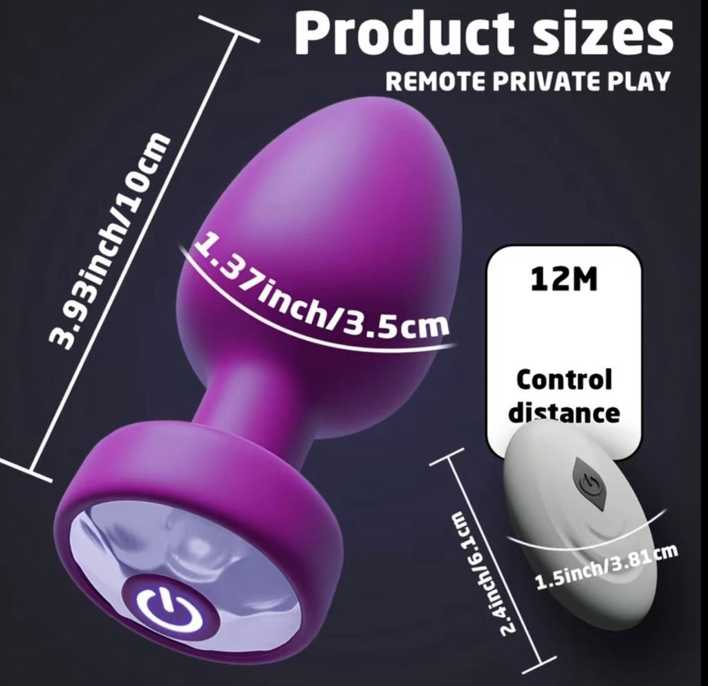 Plug Anal Vibratorio 10 Modos Control Remoto 12M – Silicona Masaje Próstata