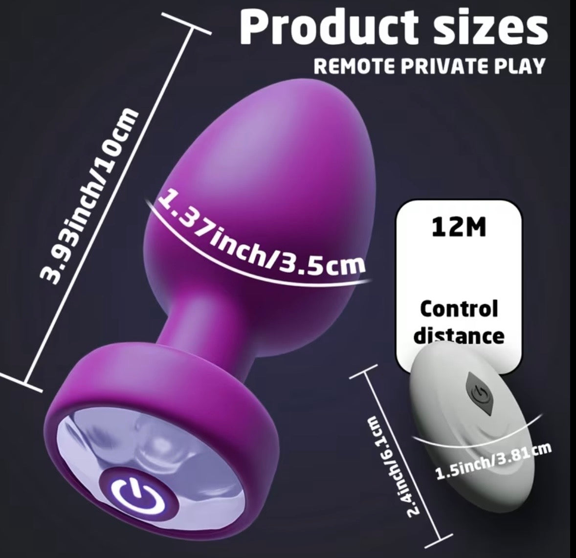 Plug Anal Vibratorio 10 Modos Control Remoto 12M – Silicona Masaje Próstata