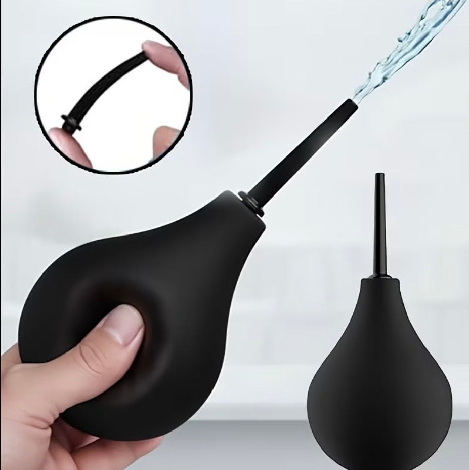 Ducha Anal Enema Bulb 224ml – Silicona Negra Boquilla Desmontable Higiene Íntima