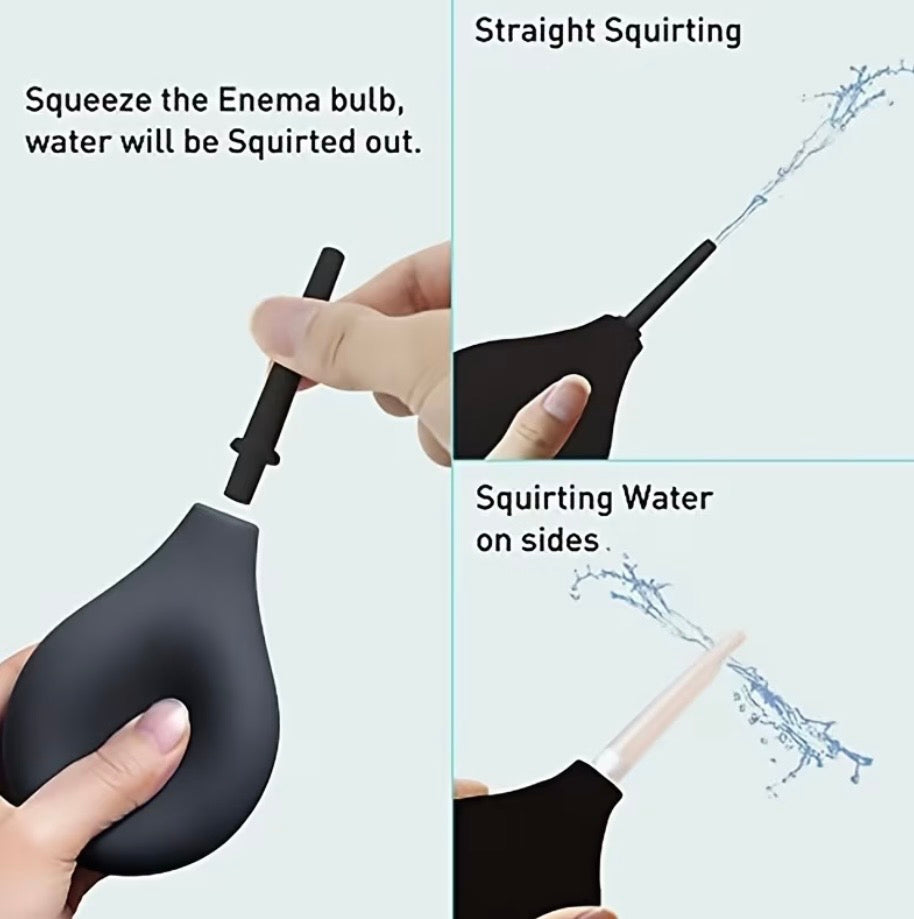 Ducha Anal Enema Bulb 224ml – Silicona Negra Boquilla Desmontable Higiene Íntima
