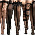 Medias Over-The-Knee Negras – Elige tu Estilo | Lazo Encaje Red Tiras